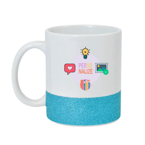 Caneca Cerâmica Base Glitter Pink ou Azul